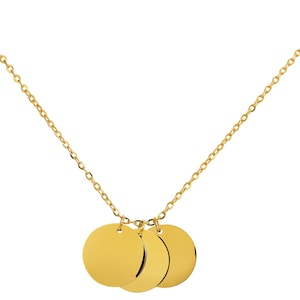 Necklace with engraving, 3 plates, gold stainless steel, personalized women&#39;s necklace, Valentine&#39;s Day gift, women&#39;s jewelry, silver chain family chain