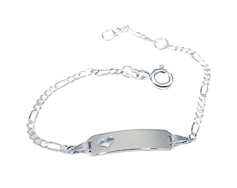 Namensarmband Kinderarmband mit Name baby Kind Herz 925 Silber Gravur Armband persönlich Geschenk Taufe Geburt Silberarmband Armkette pate