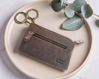 Personalisierte Schlüsseltasche Leder mit Gravur, Schlüsselmappe Hunter Leder, Schlüssel Etui, Geschenk für Männer & Frauen, Idee Vatertag