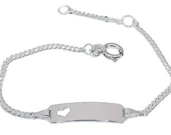 Bracelet prénom personnalisable bracelet enfant, bracelet enfant coeur argent 925, bracelet gravure. Cadeau baptême naissance bracelet argent