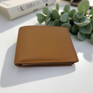 Geldbörse Herren personalisiert Braun Nappaleder Handmade RFID Schutz Portemonnaie Echtleder Geschenk für Ihn Vatertag Weihnachten Gravur