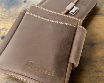 Personalizable waiter's wallet with holster and chain, hunter leather, professional waiter's wallet, gift, catering, bar, pub owner