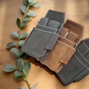 Personalisierbare Kellnerbörse mit Halfter und Kette, Hunter-Leder, professionelles Kellnerportemonnaie, Geschenk, Gastronomie, Bar, Kneiper