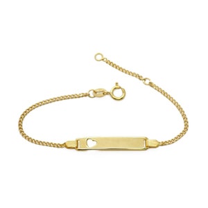 Gold-plated bracelet with engraving baby child 925 silver name bracelet heart personal, ID bracelet, gift birth, baptism, birth gift