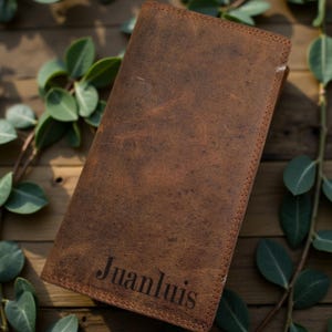 Personaliseerbare leren kaarthouder VINTAGESTYLE antiek bruin, echt leer, kerstcadeau voor hem, Vaderdag, jagersleer, visitekaartjes