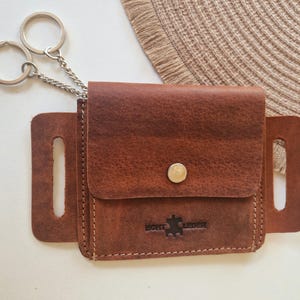 Personalisierbare hochwertige Hunterleder Gürteltasche, braune Schlüsseltasche, personalisiertes Geschenk für Männer und Frauen, Weihnachten