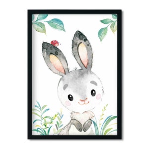 A4 / A3, immagini per la cameretta dei bambini, poster per la cameretta dei bambini * animali della foresta conigli * decorazioni per la cameretta dei bambini, ragazzo, ragazza, immagini per la cameretta dei bambini ad acquerello