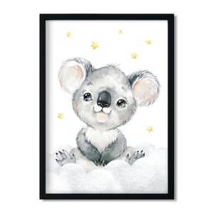 Poster con immagini per la cameretta dei bambini, decorazione della cameretta dei bambini per ragazze/ragazzi, immagini di animali - piccolo koala - animali da safari - A4 / A3