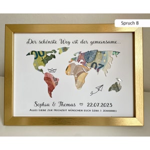 Huwelijkscadeaus / huwelijksgeldcadeau / huwelijkscadeau / huwelijkscadeau gepersonaliseerd - wereldkaart - A4