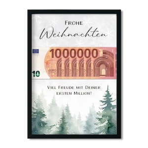 Weihnachten Geldgeschenk Erste Million, Frohe Weihnachten, Verpackung Geld Weihnachts-Geschenk Geschenkidee Weihnachtskarte I Download A4