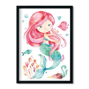 Pictures Children's Room Poster, Baby Room Decoration Girl - Little Mermaid II - pink mint - A4