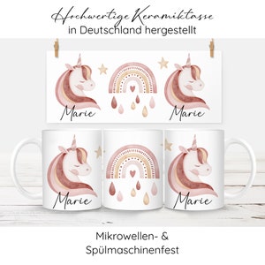 Personalized children's mug with name, children's mug, kindergarten mug for girls and boys, back-to-school gift, unicorn rainbow pink image 5