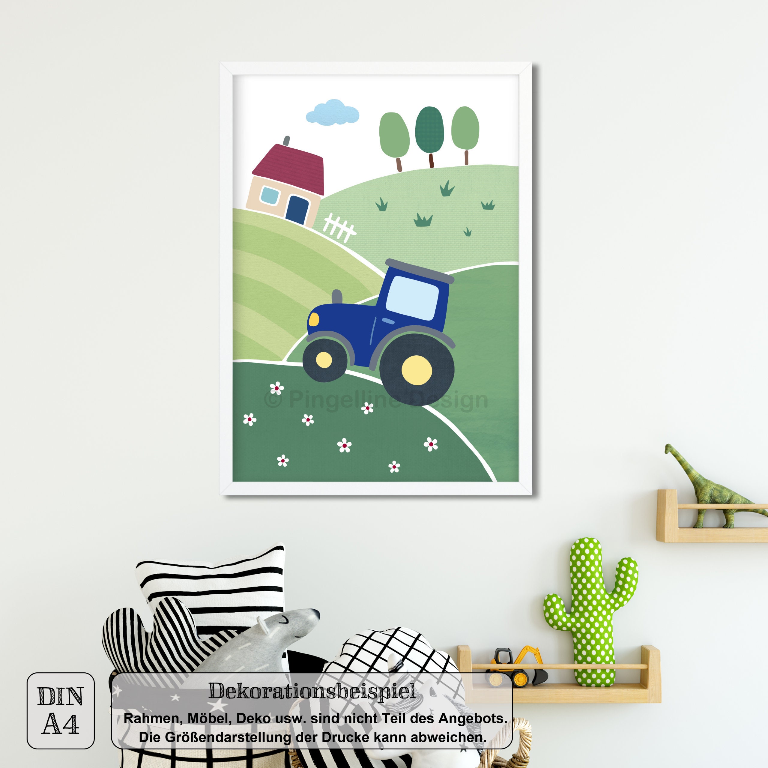 Bauernhof Deckenlampe Kuh Traktor Tiere Kinderzimmer Deko Baby Serviette Trecker 