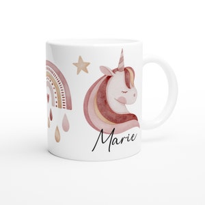 Personalized children's mug with name, children's mug, kindergarten mug for girls and boys, back-to-school gift, unicorn rainbow pink image 4