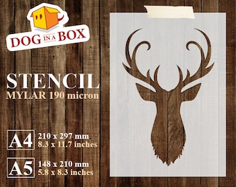 Deer Stencil n.3: reusable deer head stencil for painting on wall, wood, fabrics, home and furniture decor