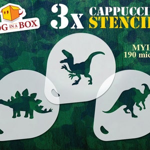 Dinosaur Stencils n.2: T-Rex, Cappuccino, Cookie Stencils (set fo 3)