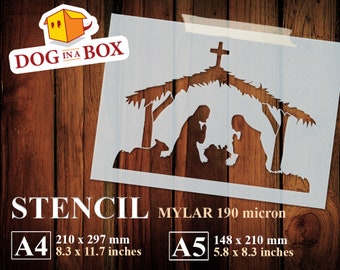 Stencil Natale Riutilizzabile BiancoShabby | Made In Italy, PET Ecologico, Per Decorazioni Su Legno, Vetro, Tessuto | Con Motivi Natalizi E Scritte