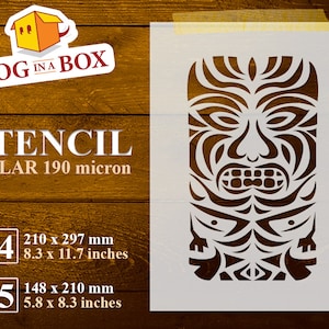 Tiki Totem Stencil n.1: Polynesian Tribal Design, Mylar Reusable Stencil
