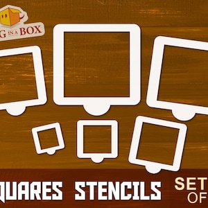 Stencil quadrati - Set di 6 stencil riutilizzabili di diverse dimensioni. Stencil quadrati da 1" a 3,5". Stencil scacchiera. Stencil motivo quadrati