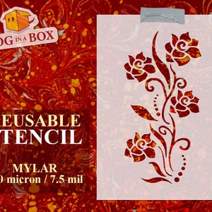 Flowers Stencil n.8: Reusable Mylar Template for Painting & Decor