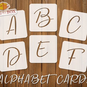 Pochoirs alphabet police n.10 - majuscules, pochoir de polices de calligraphie, lettres individuelles de A à Z, lettre simple, pochoirs pour la peinture sur bois