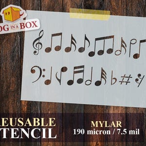 Music notes stencil n.2 - Reusable music stencil for cake, wood, wall and fabric decor.