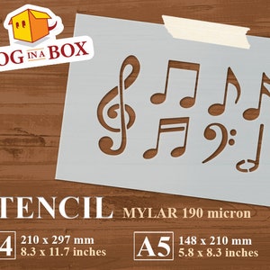 Music notes stencil n.1 - Reusable music stencil for cake, wood, wall and fabric decor.