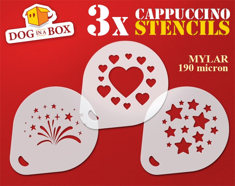 Hearts Stencil Set of 3 Coffee Stencils Stars Stencil Star Etsy