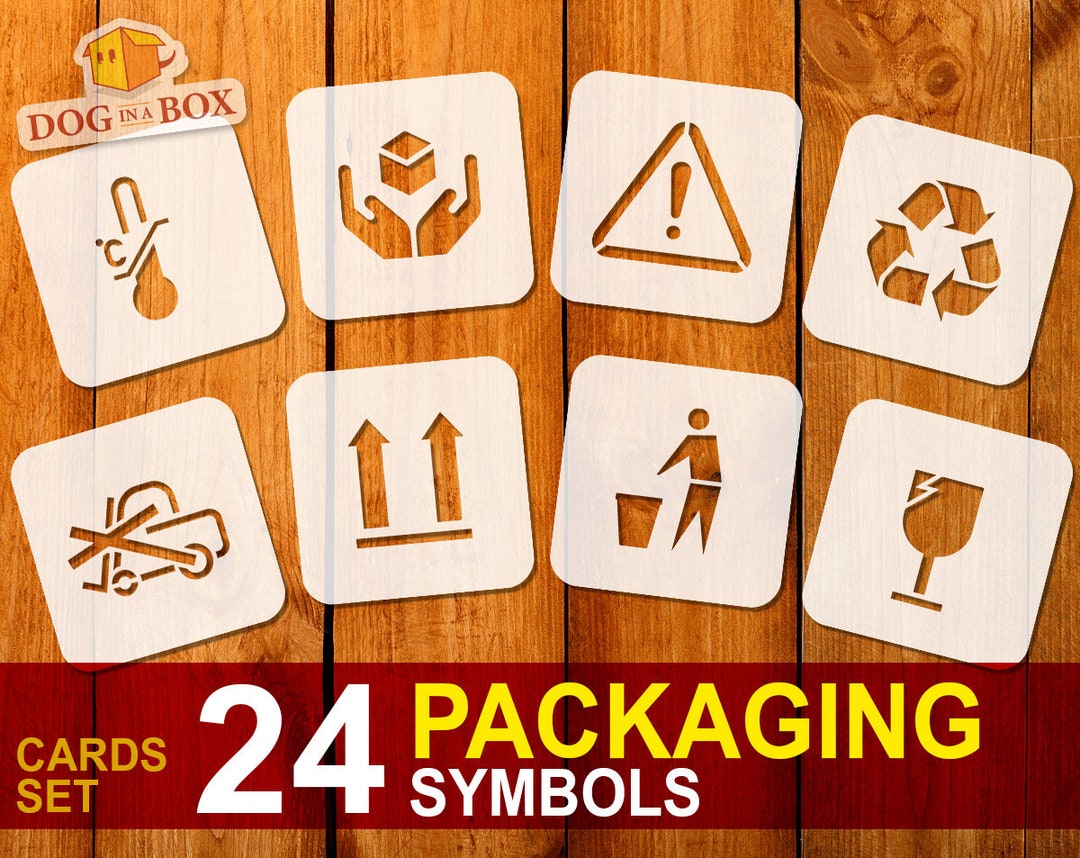 Packaging Symbol Stencils: 24 Reusable Stencil Cards for Painting on ...