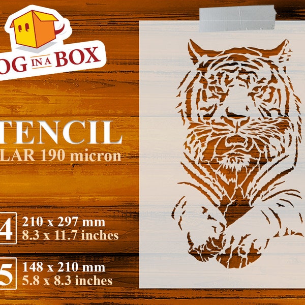 Pochoir Tigre n.1 - Pochoir animal sauvage réutilisable, pochoir pour peindre sur murs, panneaux en bois, tissus et kimonos pour karaté ou kung fu