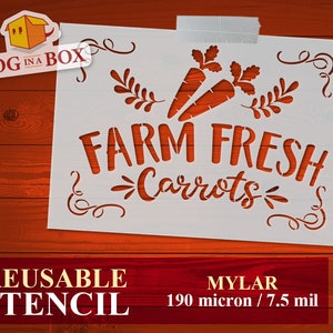 Farm Fresh Carrots-stencil nr. 2: herbruikbare mylar-stencil om te schilderen