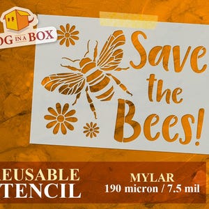 Save the Bees Stencil: Reusable Honeycomb Pattern, Mylar Stencil