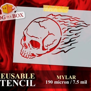 Stencil Fire Skull: herbruikbare Mylar Biker-graffitikunst