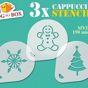Christmas Stencils Set: Gingerbread Man, Tree, Snowflake (3.35 inch)