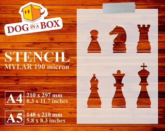 Chess Pieces Stencil: Reusable Mylar Board Game Stencil