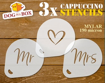 Mr & Mrs stencils: herbruikbare stencil voor koffie, koekjes, cappuccino en wanddecoratie