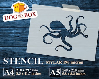 Octopus Stencil: Reusable Sea Life Stencil for painting on wall, wood, fabrics, home and furniture decor