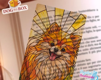 Pomeranian bookmark n.1 - Handmade Transparent Bookmark | Crystal Effect | Laminated Gift for Readers, Students, Teachers | dog