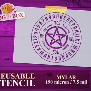 Pochoir pour planche de Ouija n.1 : pochoir ésotérique réutilisable pour planche de Ouija personnalisée, picotement sur le bois et les murs, peinture corporelle