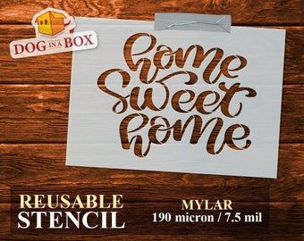 Home Sweet Home sign stencil n.4: Reusable stencil for wood and wall painting