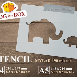 Elephants stencil, nursery stencil, elephant, nursery, stencil for painting, stencil, elephant stencil, DIY stencil, reusable stencil, 8x10