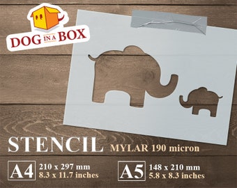 Elephants Stencil: reusable stencil for painting on wall, wood, fabrics, home and nursery decor
