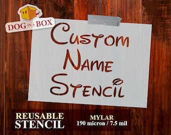 Custom Name Stencil - Cartoon style: Reusable stencil with your name or any word for painting on walls, wood and cake decor