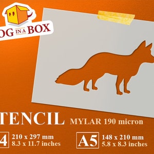 Stencil Volpe n.2: Silhouette di Animale in Mylar Riutilizzabile per Dipingere