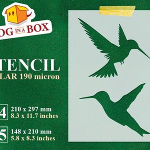 Forest Birds Schablone Nr. 2 - Wiederverwendbare Vogel Schablone, Kolibri Schablone zum Bemalen von Wänden, Holz, Stoffen und Papier
