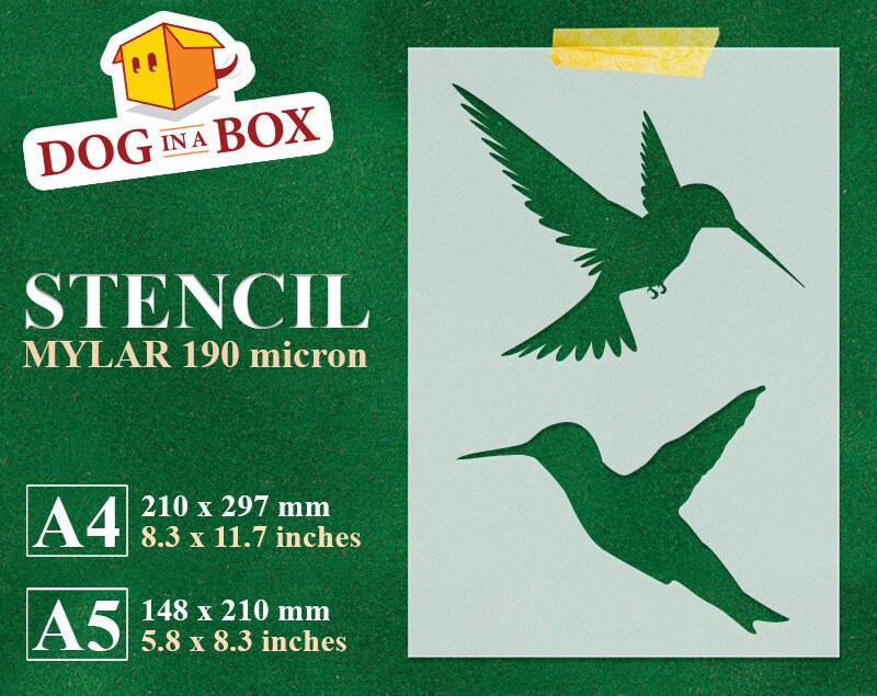 Rayher pochoir sérigraphie colibri + spatule DIN A4 matériaux div bleu, 45088000