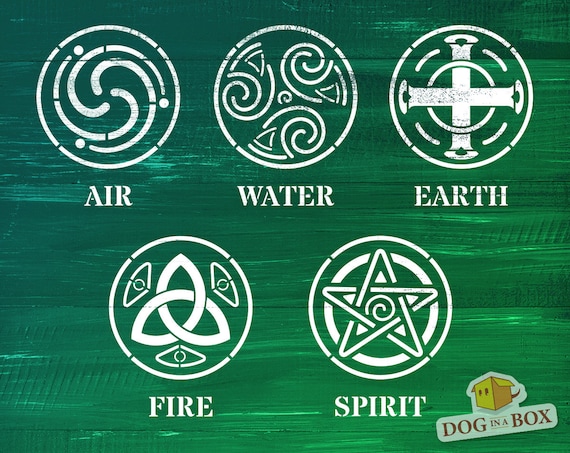 Air, Water, Earth, Fire, Spirit Set of 5 Individual Elements Stencils N. 1  Reusable Elemental Stencil. Celtic Stencil for Wood Signs. - Etsy