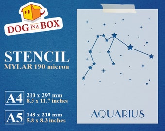 Aquarius Stencil - Reusable constellation stencil. Zodiac sign stencil for painting