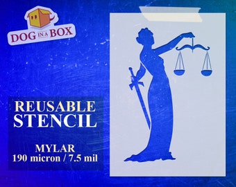 Justice Statue Stencil: Reusable stencil for Painting on walls, wood, furniture decor, DIT craft
