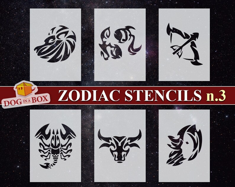 Zodiac Signs Stencils N.3 Pick Your Astrological Sign Etsy